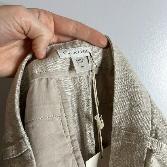 NWT Garnet Hill Classic Linen Trouser Pants Women’s 4P Sand Natural Tan Beachy - Picture 6 of 10